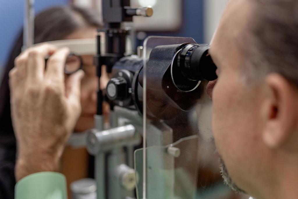 Dr. Kernodle performing an eye exam - Nova Eye Care, Asheboro NC