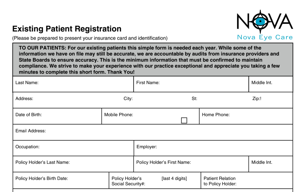 Established Patient Form Image